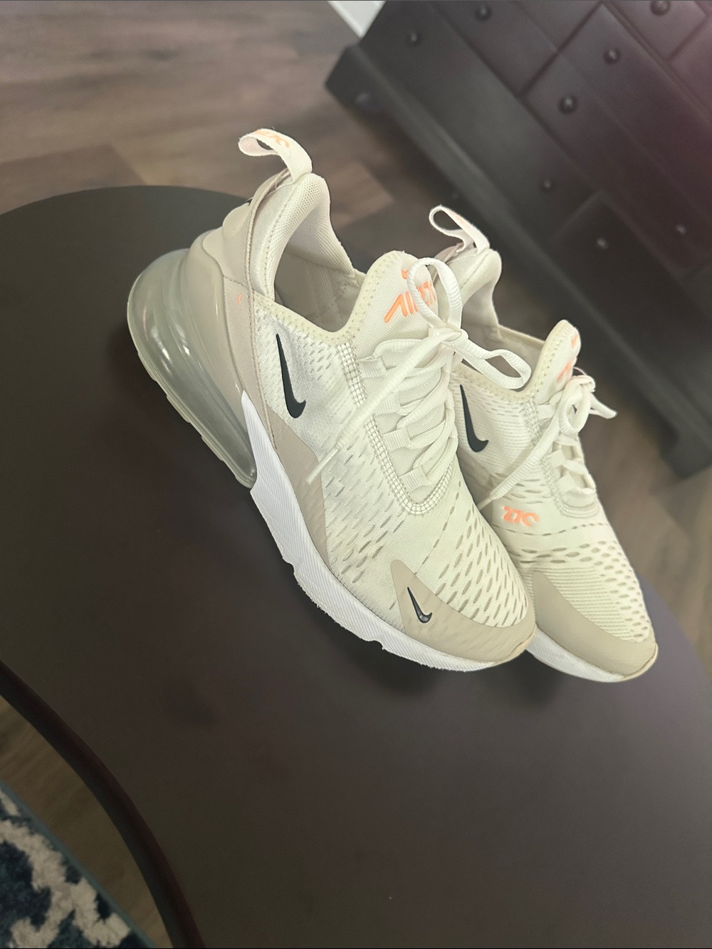 Nike Women's Air Max 270 Sneakers in Cream with Peach Accents